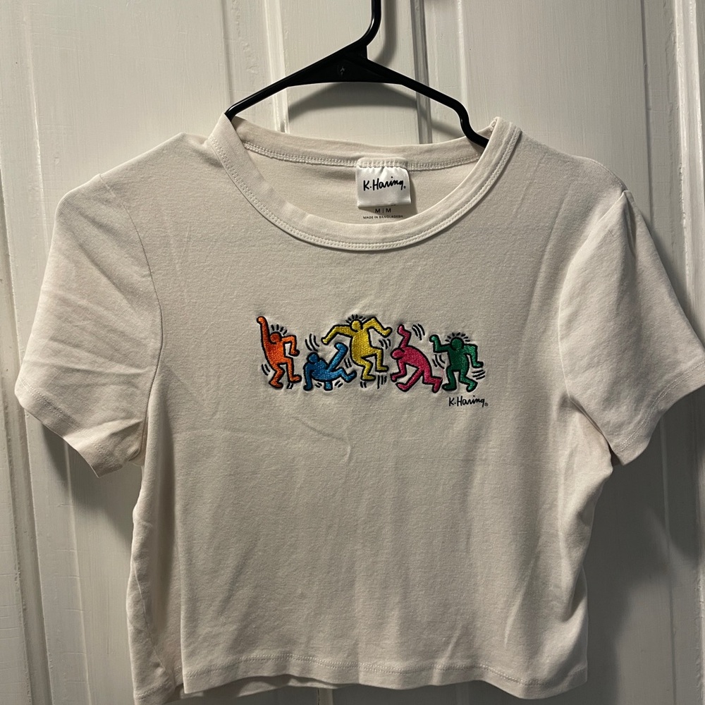 Keith Haring Embroidered Crop Top